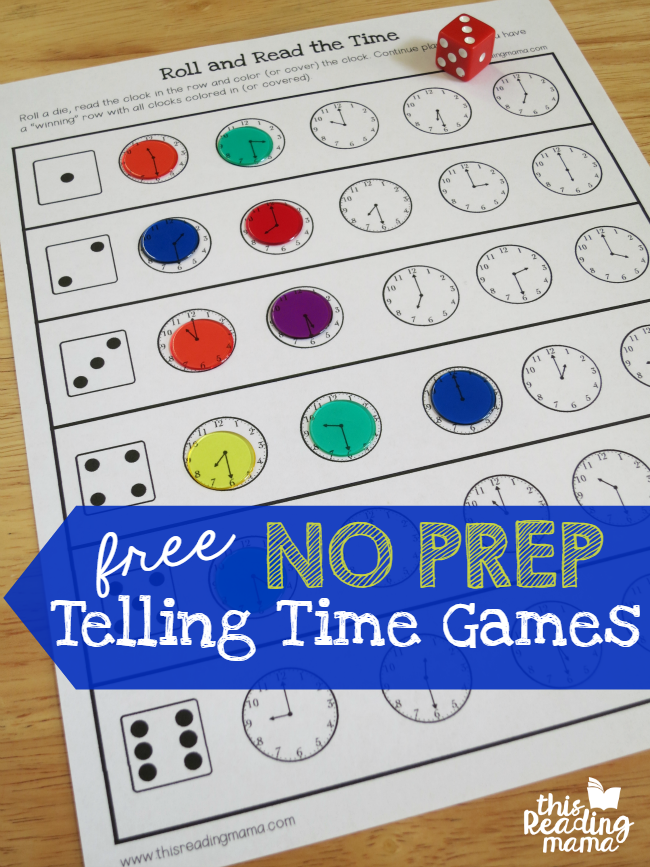 No prep telling time games 認識時間遊...